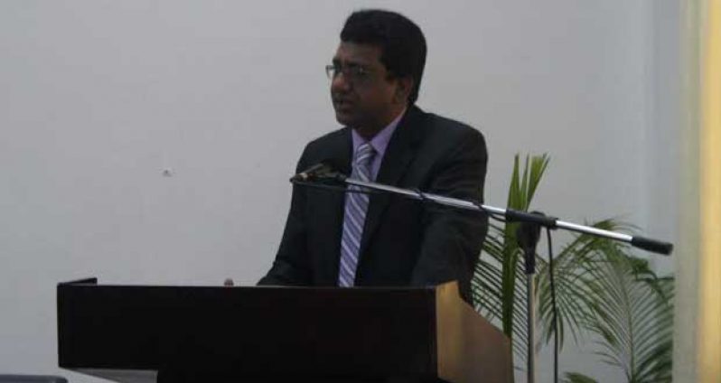 Attorney General Anil Nandlall addressing the workshop