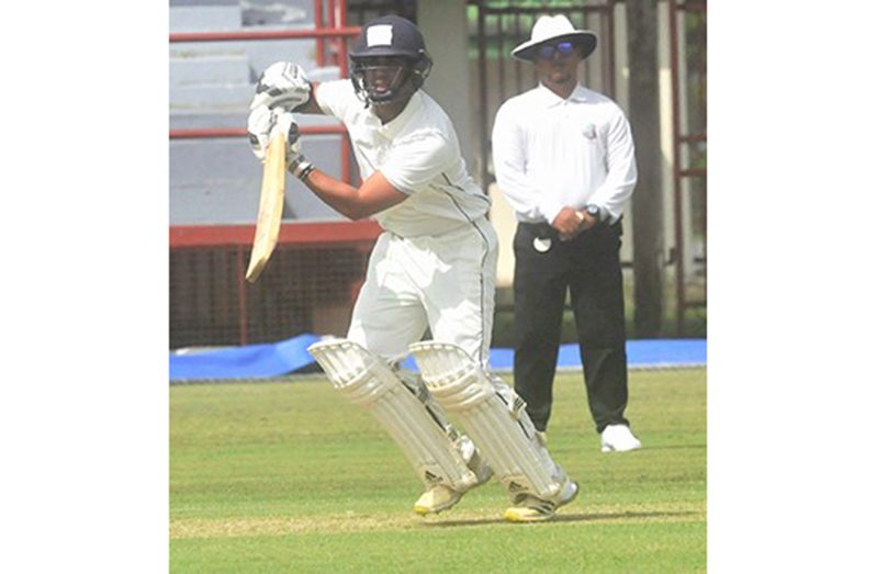 Teenager Matthew Nandu batting in the practice match at Providence. (Sean Devers photo)