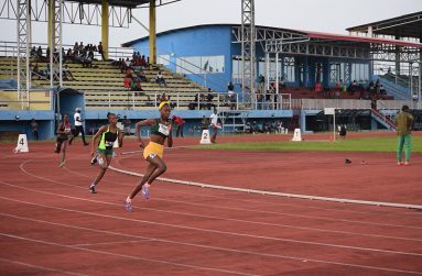 Narissa McPherson gets a blistering start to win the women’s 400 metres.