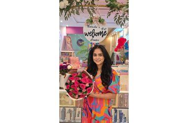 Natasha Alli with her handmade bouquet of fresh flowers