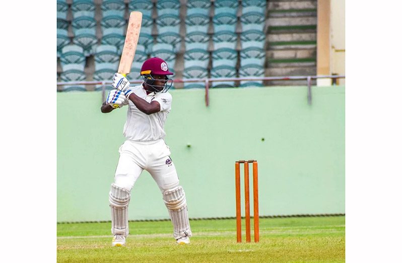 Nathan Edward batting for Leeward Islands at Arnos Vale during the Rising Stars Under-19 Championship presented by Winlott