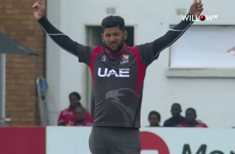 UAE’s Mohammad Naveed was named Man-of-the Match for his three for 40.(Willow TV)