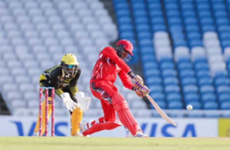 Navin Bidaisee of Trinidad & Tobago Legions on the go during match 7 of the West Indies Breakout T20 League between Trinidad & Tobago Legions and Jamaica Titans