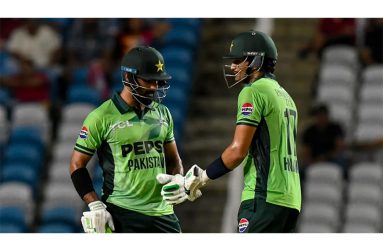 Hasan Nawaz and Hussain Talat put up an unbroken century stand • (Randy Brooks/AFP via Getty Images)