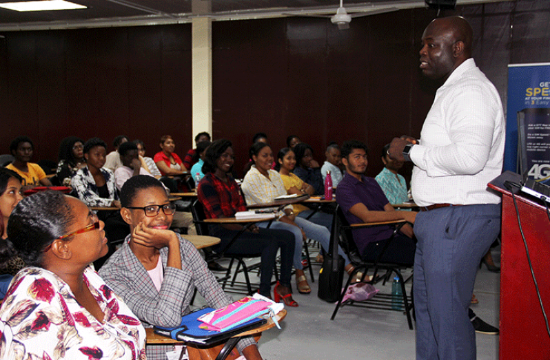 GTT, CEO Justin Nedd interacts with SEBI Students at the University of Guyana