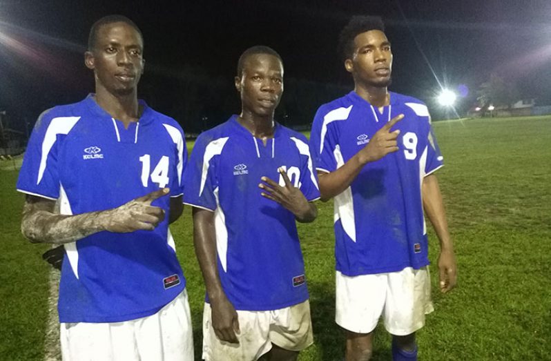 Net Rockers scorers from left: Orande Wills, Denzil Pryce and Clarence Huggins