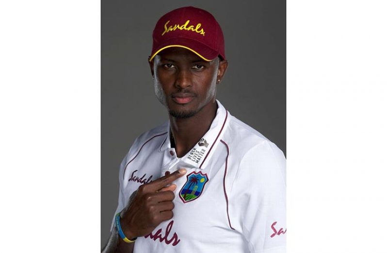 Jason Holder sports the new West Indies shirt (CWI PHOTO)