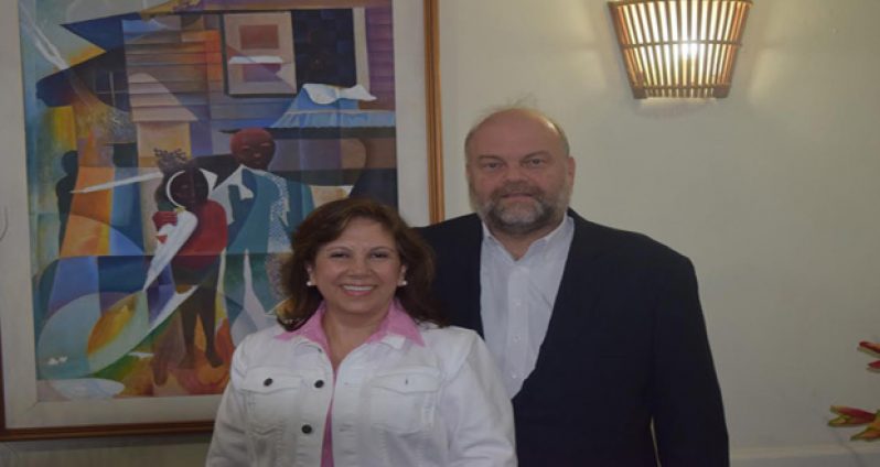 U.S. Ambassador Perry Holloway arrived in Guyana with wife Rosaura, on Thursday