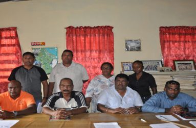 The newly elected president Anil Beharry (sitting 2nd right), and his newly elected executives; sitting from left Qualis Winter, Dhieranidranauth Somwaru and Vemen Walter, while standing from left are Vicky Bharosay, Richardo Baichan, Angela Haniff and Plafianna Millington.