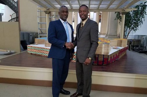 Linden Mayor, Mr Carwyn Holland (right) and Newark’s Deputy Mayor, Mr Ugo Nwaokoro after the meeting in New York