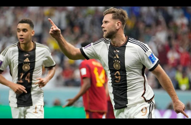 Niclas Fullkrug celebrates after he equalises for Germany against Spain (Photo: Skysports)