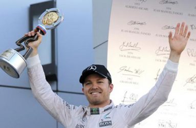 Mercedes F1 driver Nico Rosberg of Germany holds his trophy after the Russian Grand Prix. 
Reuters/Maxim Shemetov