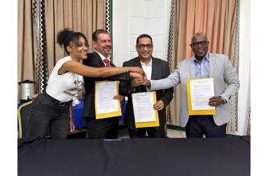 Guyana’s Director of Sport Steve Ninvalle (right), announced that officials of the three countries will convene for one final time to sign the Protocol Agreement that will confirm the disciplines to be contested at this year’s IGG