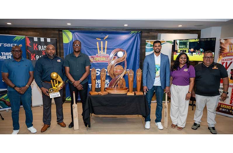 Ministers Charles Ramson Jr. and Steven Jacobs along with Director of Sport, Steve Ninvalle and representatives from the Guyana Lottery Company and FL Sport