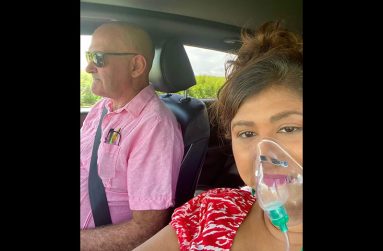 First time leaving the house in 48 days, going for a drive with her husband