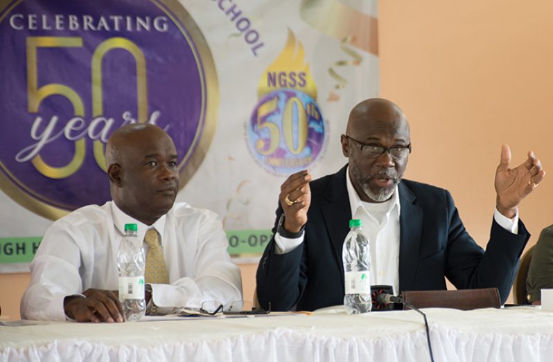 NGSS Treasurer, George Vaughn (left) and head of the 50th anniversary organising committee, Rear Admiral Gary Best (Delano Williams photo)