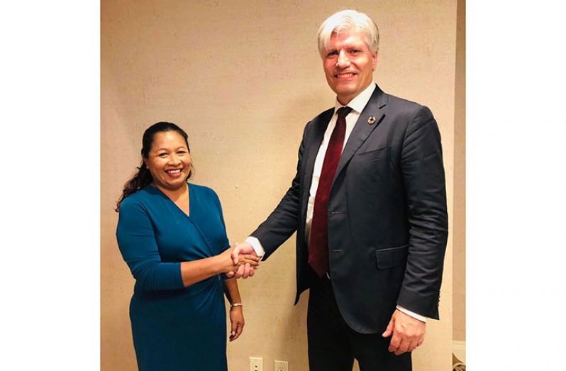 Minister of State, Dawn Hastings-Williams, and Minister of Climate and Environment Norway, Ola Elvestuen, met on the margins of the United Nations General Assembly (UNGA) in September, 2019