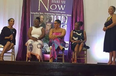 The speakers during a Q&A session