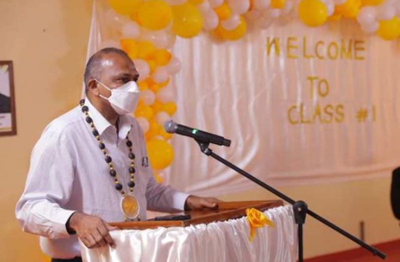 Minister of Health, Dr. Frank Anthony at the launch of the Nursing Assistant Programme in Region Nine (DPI photo)