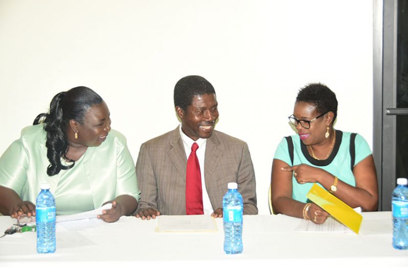 From left: Director of the Mental Health Unit, Dr. Util Thomas; OAS Rep, Jean Ricot Dormeus and PS of the Public Health Ministry, Collette Adams at Monday’s event