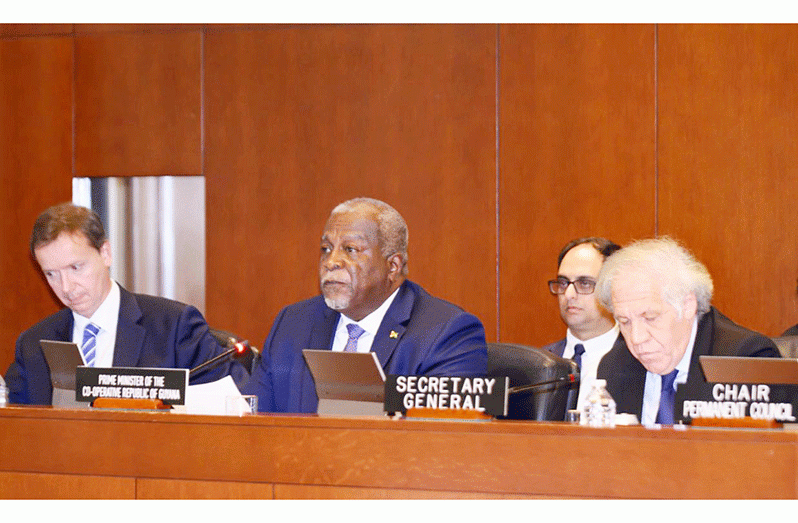 Prime Minister Mark Phillips addressed the Organization of American States during an Extraordinary Special Session of the Permanent Council