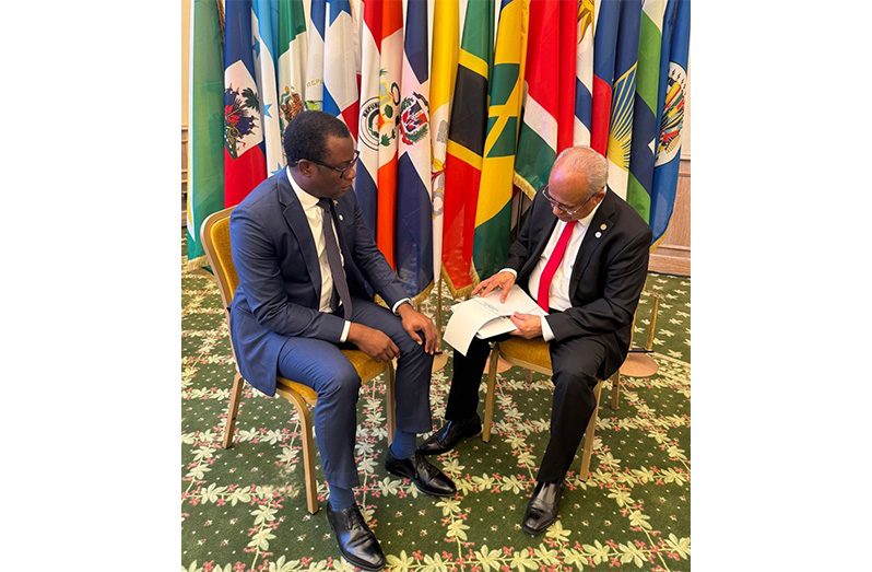Minister of Foreign Affairs and International Co-operation, Hugh Hilton Todd and OAS Secretary-General, Mr. Albert Ramdin