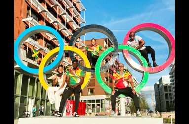 Part of Guyana’s Olympic team in Paris, Coaches Idi Lewis, Sean Baksh, swimmer Aleka Persaud, Edghill and Garfield Wiltshire