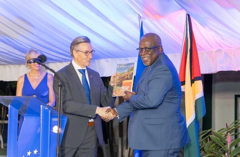 A first copy of the book was presented to Guyana's Prime Minister, Mark Phillips, by René van Nes, the EU ambassador to Guyana, during the Europe Day celebration in Georgetown on May 9, 2024