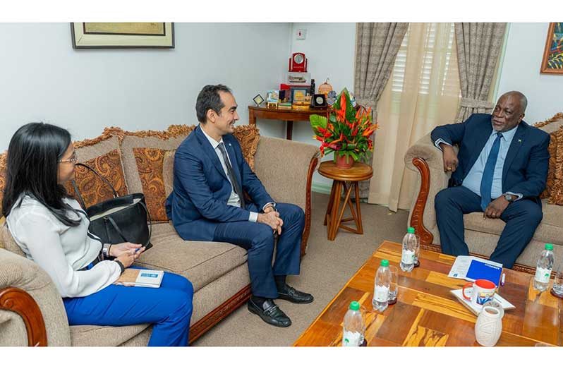 Prime Minister, Brigadier (Ret'd) Mark Phillips, who is currently performing the duties of President, welcomed representatives from the United Nations Development Programme (UNDP) for a courtesy visit at the Prime Minister's Office