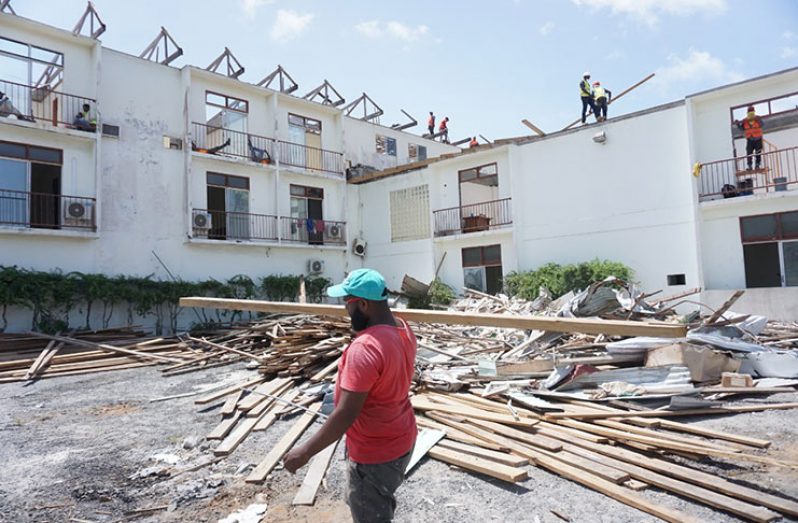 The former Ocean View Hotel is being converted into to a COVID-19 Hospital. Renovations on the building were seen on Sunday to be moving apace