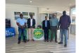 Officials from SRKN’gineering and Associates Limited along with the top brass of the Guyana Football Federation at the National Training Facility on Friday