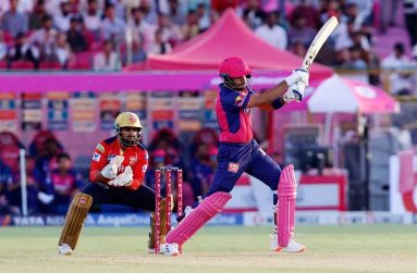 Dhruv Jurel makes room and plays a shot through the leg side •May 18, 2025•BCCI