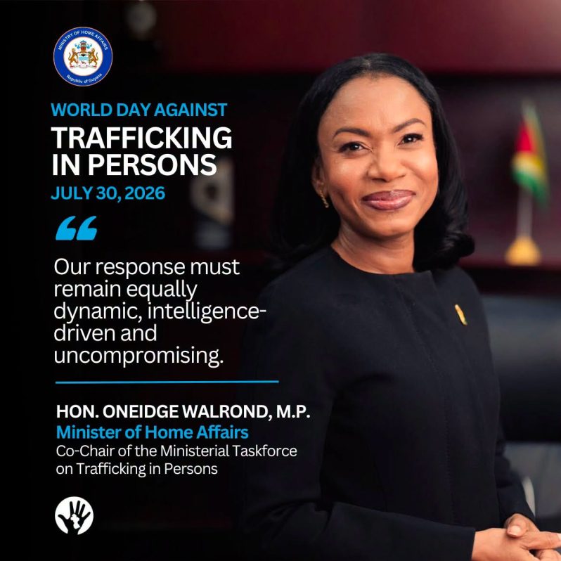 Minister of Home Affairs and Co-Chair of the Ministerial Taskforce on Trafficking in Persons, Oneidge Walrond