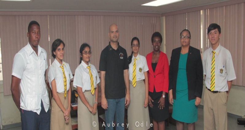 The four Queen’s College students were flanked by supporting officials at the launch of ‘Operation Safe and Sound’ on Friday