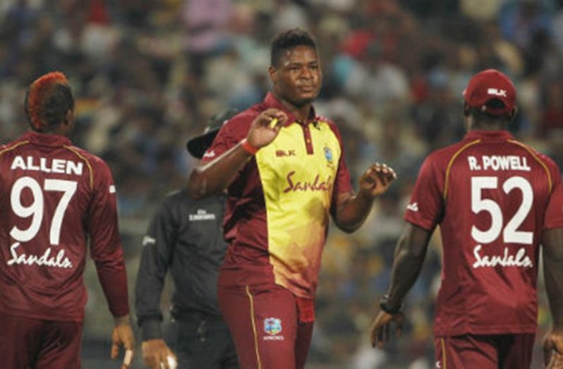 Rookie speedster Oshane Thomas (centre) was left out of the XI for the decisive third ODI.