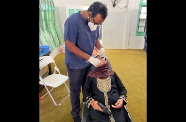A resident having a tooth extraction done