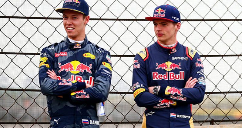 Daniel Kvyat (left) has been demoted to the Toro Rosso team with Max Verstappen (right) replacing him in the senior team.