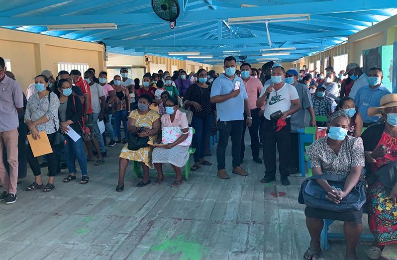 Essequibo residents during one of the many outreaches on Monday