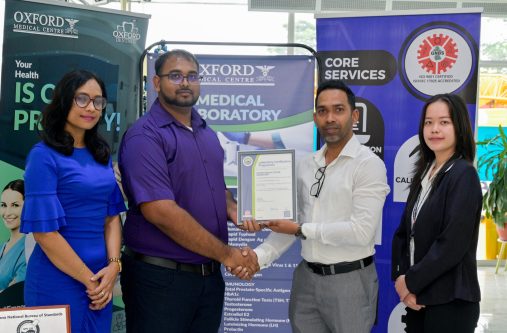 The certificate was handed over to the Laboratory in December 2024 by Executive Director of GNBS, Trevor Bassoo
