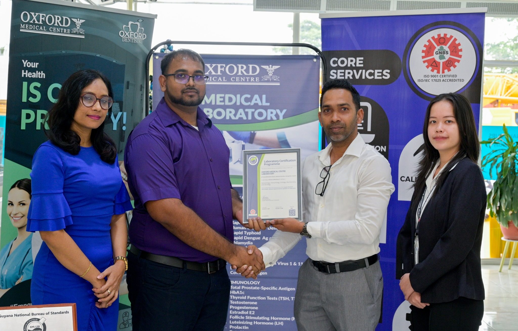 The certificate was handed over to the Laboratory in December 2024 by Executive Director of GNBS, Trevor Bassoo