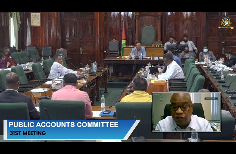 Minister Edghill questioning the transaction virtually in the Public Accounts Committee.