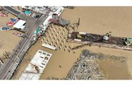 An aerial view of  ongoing works at the Parika Stelling
