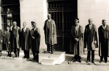 Justice Patterson during inspection at the opening of Parliament, Georgetown Law Courts.