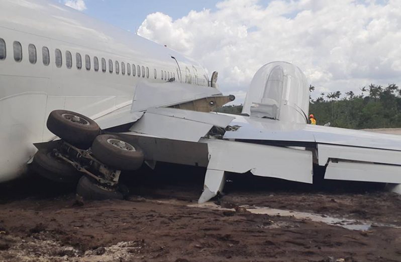 Damage sustained by the plane on landing at the CJIA