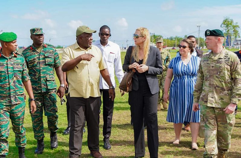 Prime Minister, Brigadier (Ret’d) Mark Phillips, who is performing the functions of President, attended a handing over ceremony of a US$1.124 million deployable multi-purpose field hospital, facilitated through the United States Government-Southern Command (USSOUTHCOM) to the Civil Defence Commission (CDC), on Thursday, at Playfield, Base Camp Ayanganna