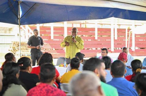 Prime Minister, Brigadier (Ret’d), Mark Phillips met with residents of Canefield, East Canje, Berbice, and surrounding communities during an outreach engagement held at the Welfare Centre Ground