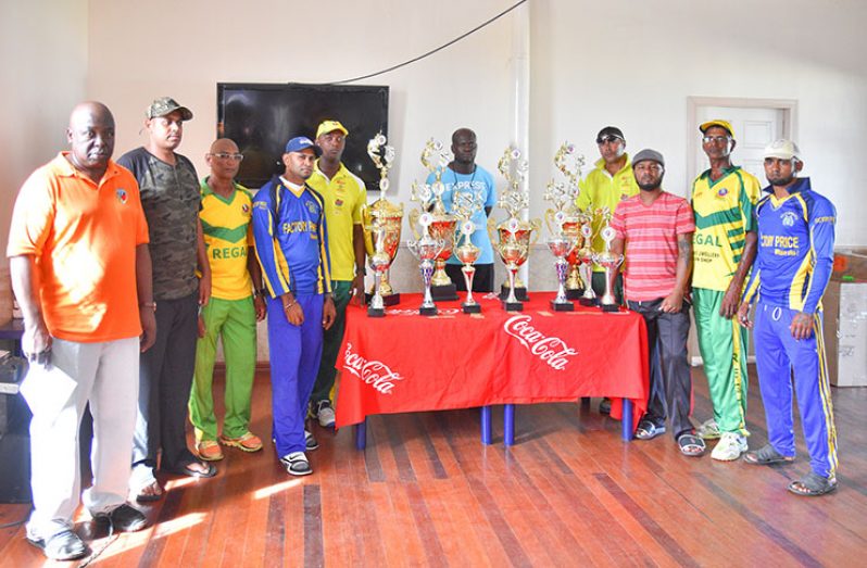 Some of the participating teams for the GSCL INC-organised Inaugural Prime Minister’s T20 Softball Cup following Saturday’s Draw at the Malteenoes Sports Club (Samuel Maughn photo)