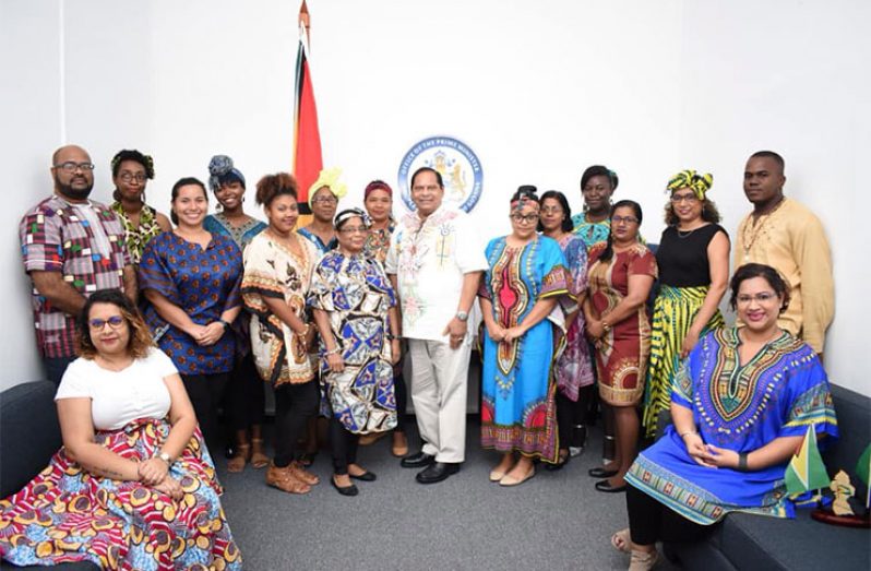Prime Minister Moses Nagamootoo and members of staff of his office