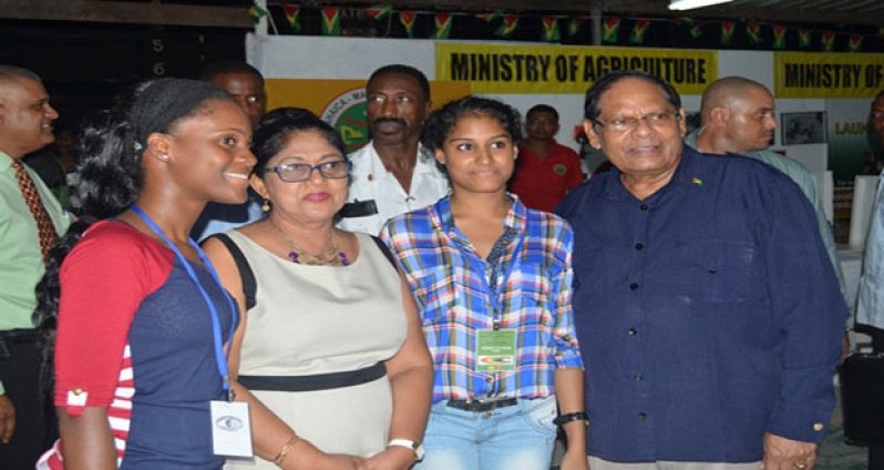 Prime Minister Moses Nagamootoo and his wife with patrons at the Berbice Expo.