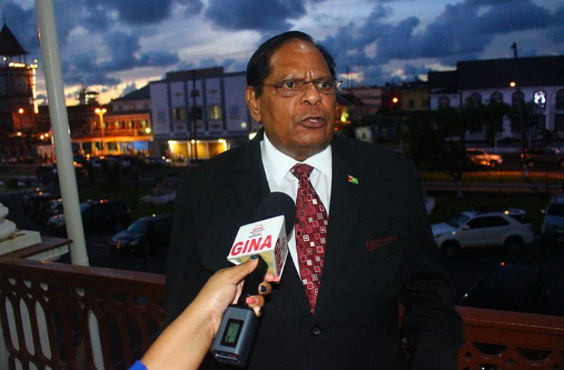 Prime Minister Moses Nagamootoo speaking to reporters on Friday evening after the Speaker had left the Chambers
